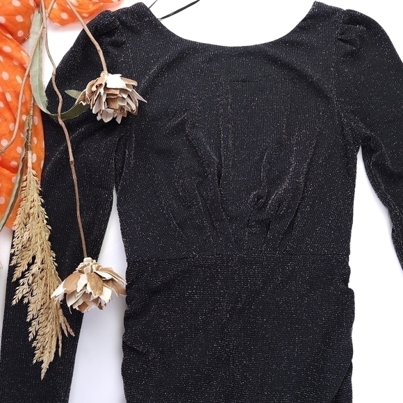Lulu's Black Sparkle Rouged Low Back Dress Sz Xs - Picture 2 of 9